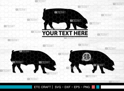 Pig Monogram, Pig Silhouette, Pig SVG, Hog Svg, Pig Head Svg, Sow Svg, Swine Svg, SB00303 SVG ETC Craft 