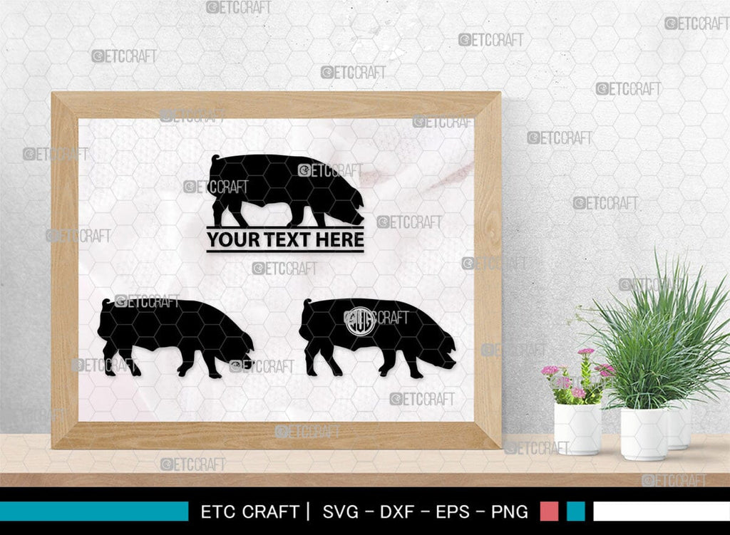 Pig Monogram, Pig Silhouette, Pig SVG, Hog Svg, Pig Head Svg, Sow Svg ...