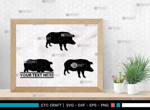 Pig Monogram, Pig Silhouette, Pig SVG, Hog Svg, Pig Head Svg, Sow Svg, Swine Svg, SB00303 SVG ETC Craft 