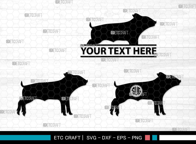 Pig Monogram, Pig Silhouette, Pig SVG, Hog Svg, Pig Head Svg, Sow Svg, Swine Svg, SB00303 SVG ETC Craft 