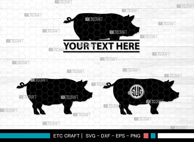 Pig Monogram, Pig Silhouette, Pig SVG, Hog Svg, Pig Head Svg, Sow Svg, Swine Svg, SB00303 SVG ETC Craft 