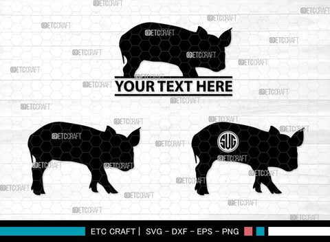 Pig Monogram, Pig Silhouette, Pig SVG, Hog Svg, Pig Head Svg, Sow Svg, Swine Svg, SB00303 SVG ETC Craft 