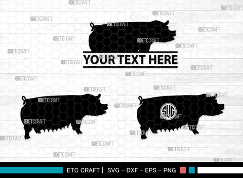 Pig Monogram, Pig Silhouette, Pig SVG, Hog Svg, Pig Head Svg, Sow Svg, Swine Svg, SB00303 SVG ETC Craft 