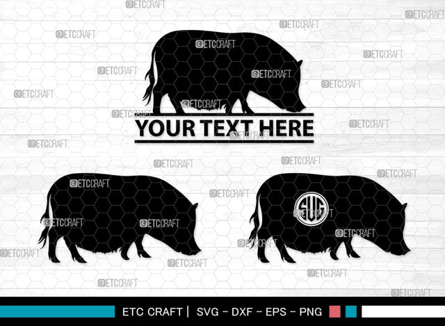 Pig Monogram, Pig Silhouette, Pig SVG, Hog Svg, Pig Head Svg, Sow Svg, Swine Svg, SB00303 SVG ETC Craft 