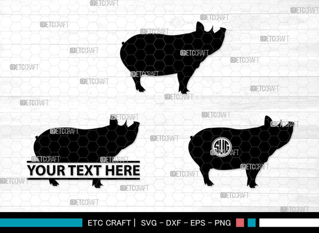 Pig Monogram, Pig Silhouette, Pig SVG, Hog Svg, Pig Head Svg, Sow Svg, Swine Svg, SB00303 SVG ETC Craft 