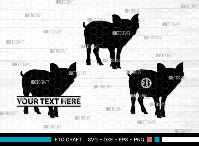 Pig Monogram, Pig Silhouette, Pig SVG, Hog Svg, Pig Head Svg, Sow Svg, Swine Svg, SB00303 SVG ETC Craft 