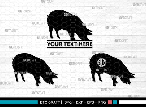 Pig Monogram, Pig Silhouette, Pig SVG, Hog Svg, Pig Head Svg, Sow Svg, Swine Svg, SB00303 SVG ETC Craft 