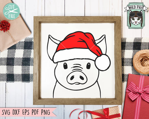 Pig Santa Hat SVG File, Pig With Hat SVG, Christmas SVG Cut File, Pig SVG, Christmas Cut File, Christmas Animal SVG, Animal Santa Hat SVG, Farm SVG SVG Wild Pilot 