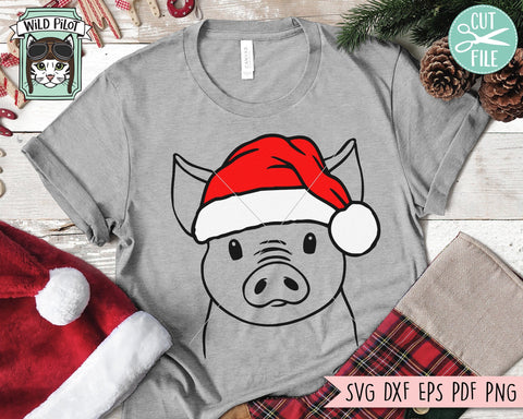 Pig Santa Hat SVG File, Pig With Hat SVG, Christmas SVG Cut File, Pig SVG, Christmas Cut File, Christmas Animal SVG, Animal Santa Hat SVG, Farm SVG SVG Wild Pilot 