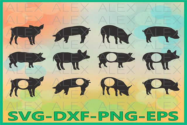 Pig Silhouette svg, Pig Monogram SVG AlexSVGStudio 