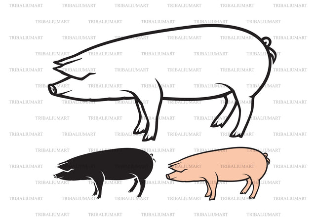 Pig silhouette SVG TribaliumArtSF 