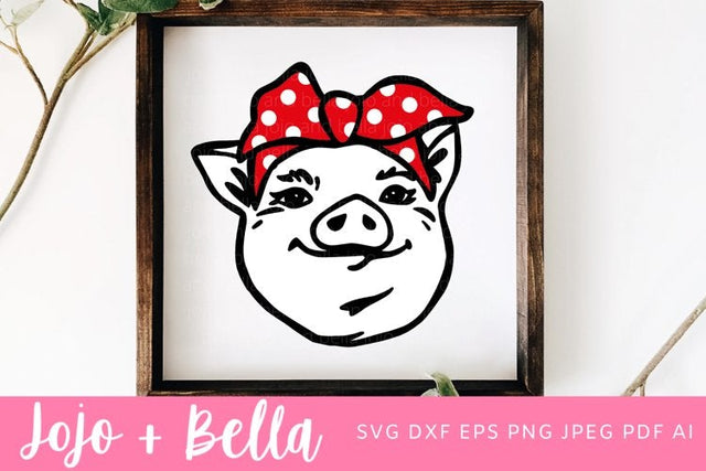 Pig SVG, Cute Pig SVG, Pig Face SVG, Pig Head SVG, Cut File SVG files for Cricut, Silhouette, Sublimation SVG Jojo&Bella 