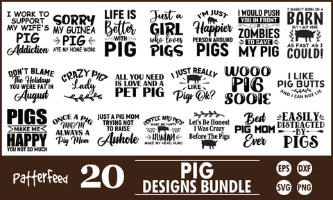 Pig SVG Designs Bundle SVG PatternFeed8 