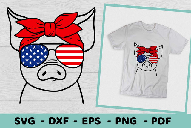 Pig SVG | Pig with bandana and glasses | 4th of July SVG SVG Irina Ostapenko 