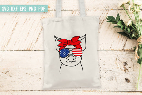 Pig SVG | Pig with bandana and glasses | 4th of July SVG SVG Irina Ostapenko 