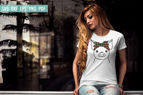 Pig SVG | Pig with Buffalo Bandana | Farm animals SVG SVG Irina Ostapenko 