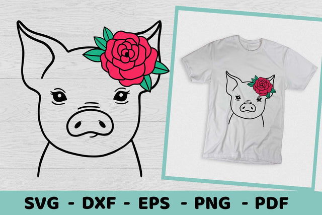 Pig SVG | Pig with Flower | Farm animals SVG SVG Irina Ostapenko 