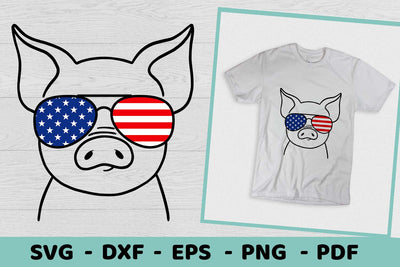 Pig SVG | Pig with glasses USA print | 4th of July SVG SVG Irina Ostapenko 