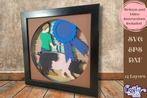 Pig Svg Shadow Box, 3D Layered Swine Girl Competition Cut File SVG Crafty Mama Studios 