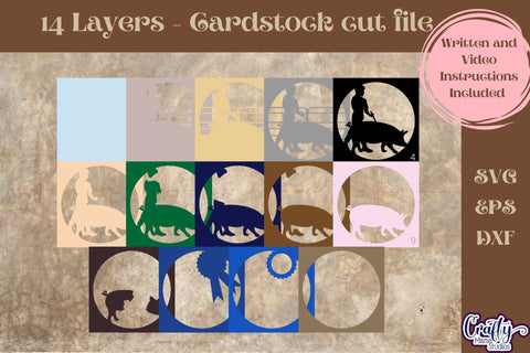 Pig Svg Shadow Box, 3D Layered Swine Girl Competition Cut File SVG Crafty Mama Studios 