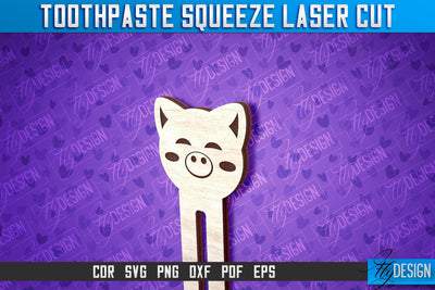 Pig Toothpaste Squeezer Laser Cut | Laser Cut SVG Design | CNC File SVG Fly Design 