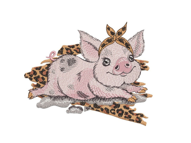 Pig with Bandana Embroidery Design, Piglet Embroidery File, Farm Piglet Embroidery, 3 sizes, Instant Download Embroidery/Applique DESIGNS Nino Nadaraia 