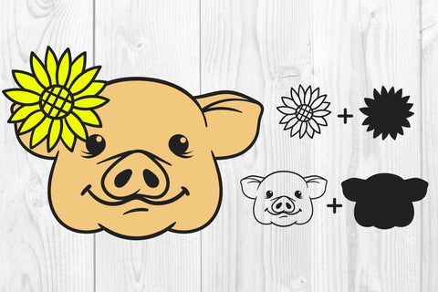 Pig with Bandana- Flower SVG, DXF, EPS, PNG SVG dadan_pm 