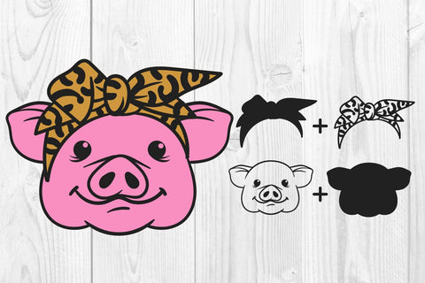 Pig with Bandana- Flower SVG, DXF, EPS, PNG SVG dadan_pm 