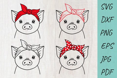 Pig with Bandana SVG, Farm animals SVG, Pig SVG, Piglet SVG Irina Ostapenko 