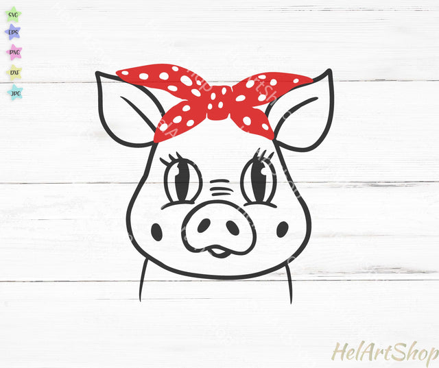 Pig with bandana svg SVG _HelArtShop_ 