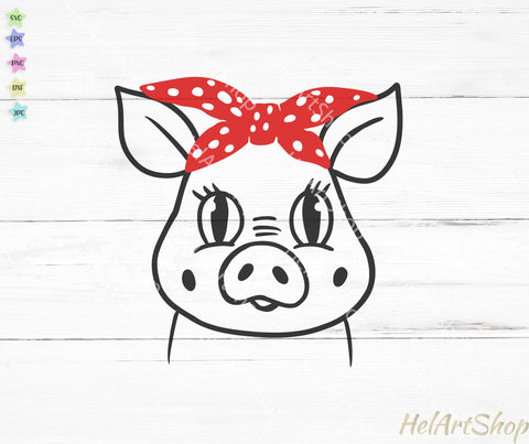 Pig with bandana svg SVG _HelArtShop_ 