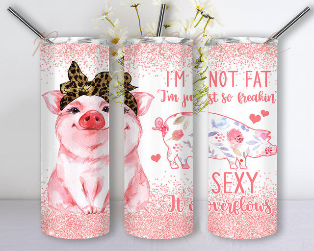 pig with flower tumbler sublimation design, cute pig20 OZ skinny tumbler PNG file, digital prints Sublimation PixelChick 