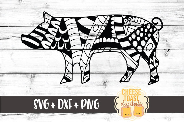 Pig - Zen Doodle Art - Animal SVG PNG DXF Files SVG Cheese Toast Digitals 