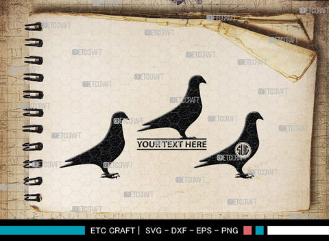 Pigeon Monogram, Pigeon Silhouette, Pigeon SVG, Pigeon, Pet Bird Svg, Dove Svg, Bird Svg, SB00304 SVG ETC Craft 