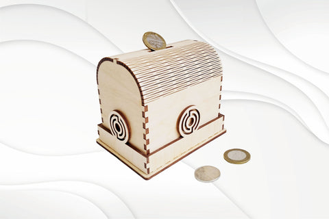 Piggy bank coin box, svg dxf design for laser cut. Vector pattern for cutting laser. SVG VectorBY 