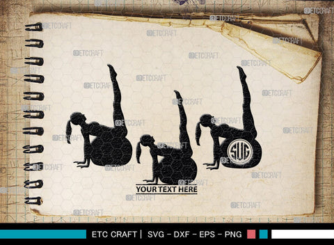 Pilates Monogram, Pilates Silhouette, Pilates SVG, Fitness Svg, Exercise Svg, Mediation Svg, Gym Svg, SB00459 SVG ETC Craft 