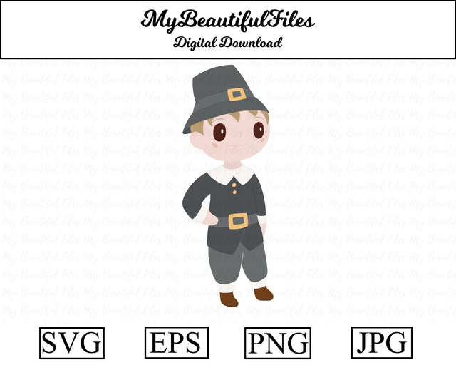 Pilgrim Boy - Thanksgiving SVG MyBeautifulFiles 