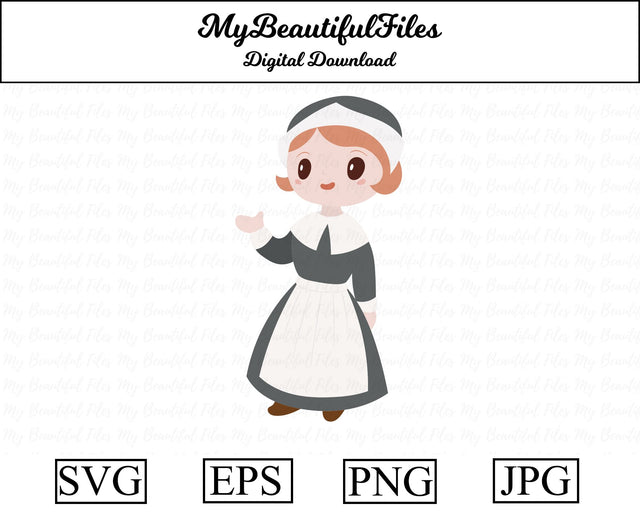 Pilgrim Girl - Thanksgiving SVG MyBeautifulFiles 