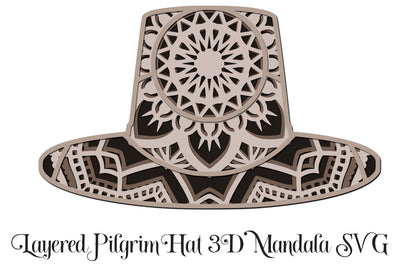 Pilgrim Hat Thanksgiving Mandala 3D Layered SVG SVG Digital Honeybee 