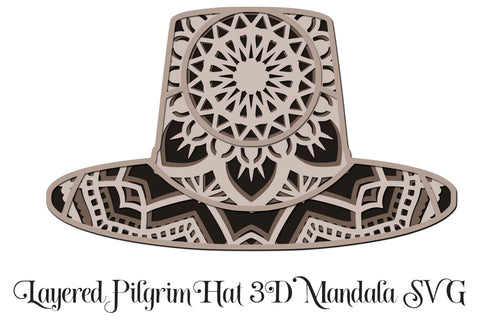 Pilgrim Hat Thanksgiving Mandala 3D Layered SVG SVG Digital Honeybee 