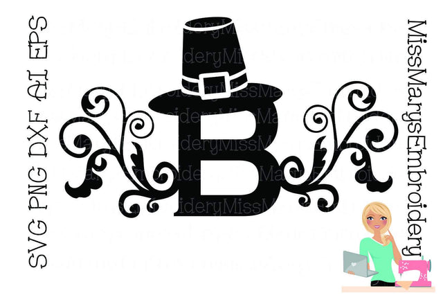Pilgrim Swirl Letters SVG MissMarysEmbroidery 