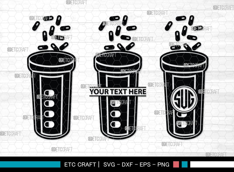 Pill Bottle Monogram, Pill Bottle Silhouette, Pill Bottle SVG, Pain ...