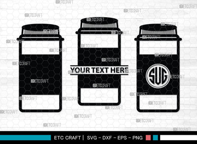 Pill Bottle Monogram, Pill Bottle Silhouette, Pill Bottle SVG, Pain Killer Svg, Medication Bottle Svg, Pills Svg, SB00154 SVG ETC Craft 