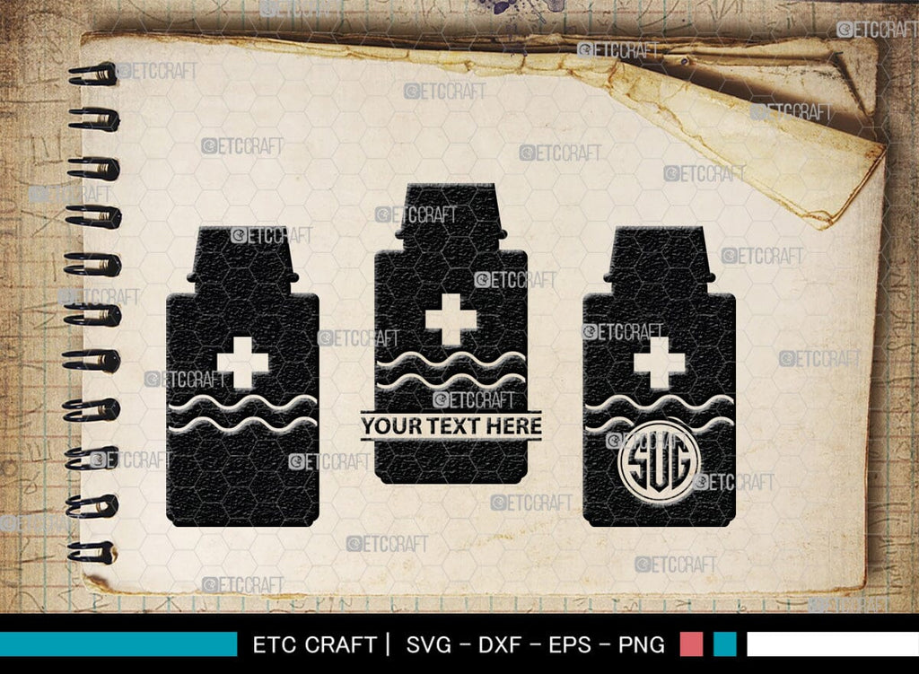 Pill Bottle Monogram, Pill Bottle Silhouette, Pill Bottle SVG, Pain ...