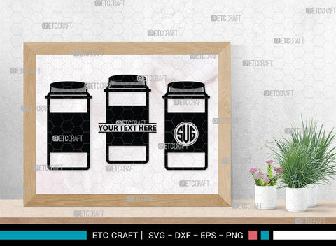 Pill Bottle Monogram, Pill Bottle Silhouette, Pill Bottle SVG, Pain Killer Svg, Medication Bottle Svg, Pills Svg, SB00154 SVG ETC Craft 