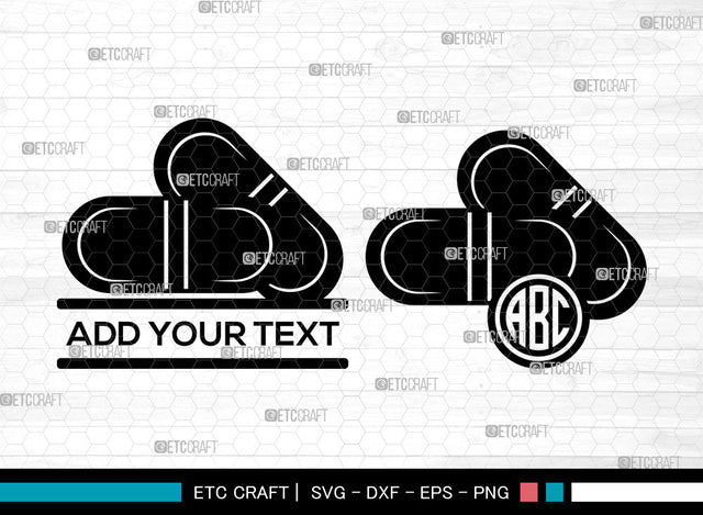 Pill Monogram SVG, Medicine svg, Medicine Capsule Svg, Drug Capsule Svg, Pill Bottle Svg, Medication Svg, Split Monogram Svg SVG ETC Craft 