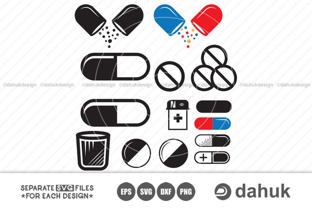 Pill svg Bundle, pills clipart, pills vector, pill digital download designs, Studio Files for Cricut, Svg, Eps, Dxf, Png, Cricut, Cut File SVG dahukdesign 