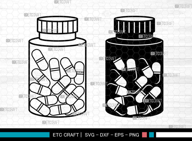 Pill SVG, Medicine svg, Medicine Capsule Svg, Drug Capsule Svg, Pill Bottle Svg, Medication Svg, Medicine Bottle Svg SVG ETC Craft 