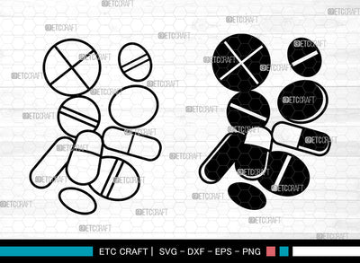 Pill SVG, Medicine svg, Medicine Capsule Svg, Drug Capsule Svg, Pill Bottle Svg, Medication Svg, Medicine Bottle Svg SVG ETC Craft 