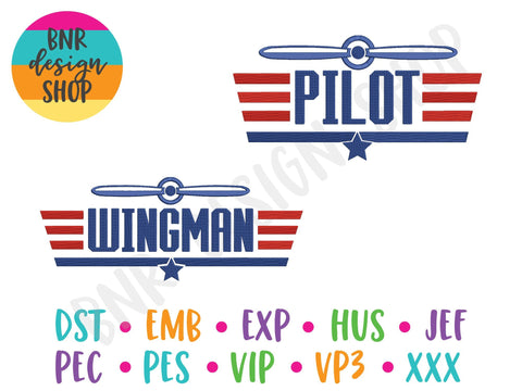 Pilot and Wingman Machine Embroidery Design, Daddy and Me Embroidery/Applique DESIGNS BNRDesignShop 